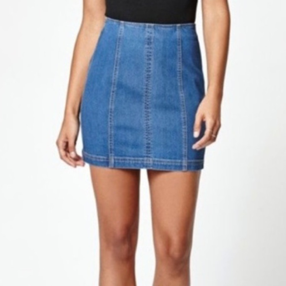 Kendall & Kylie Blue Paneled Denim Jean Fit Skirt